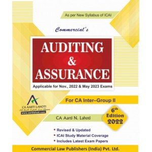Commercial's Auditing & Assurance for CA Inter November 2022 Exam [New Syllabus] by CA. Aarti N. Lahoti
